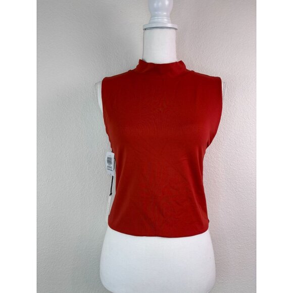 Babaton women's large flambeau red orange contour mock neck fitted tank‎ top - Picture 1 of 9